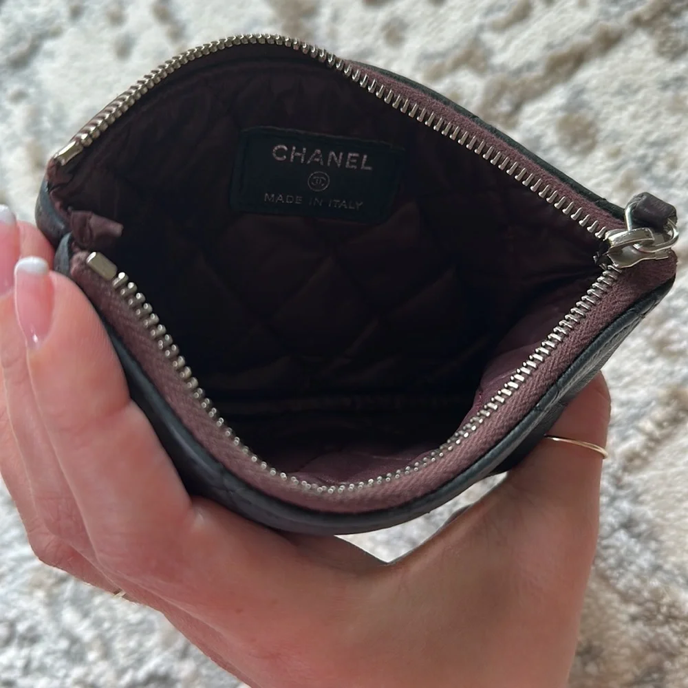Chanel Black Quilted Lambskin Leather Small Cosmetic Pouch with Silver Hardware - Picture 6 of 7